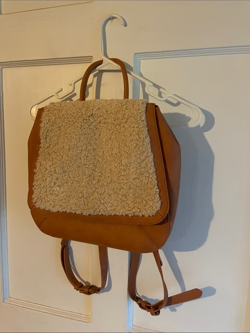 Universal Thread Tan Shearling-Trim Backpack Tote - Women